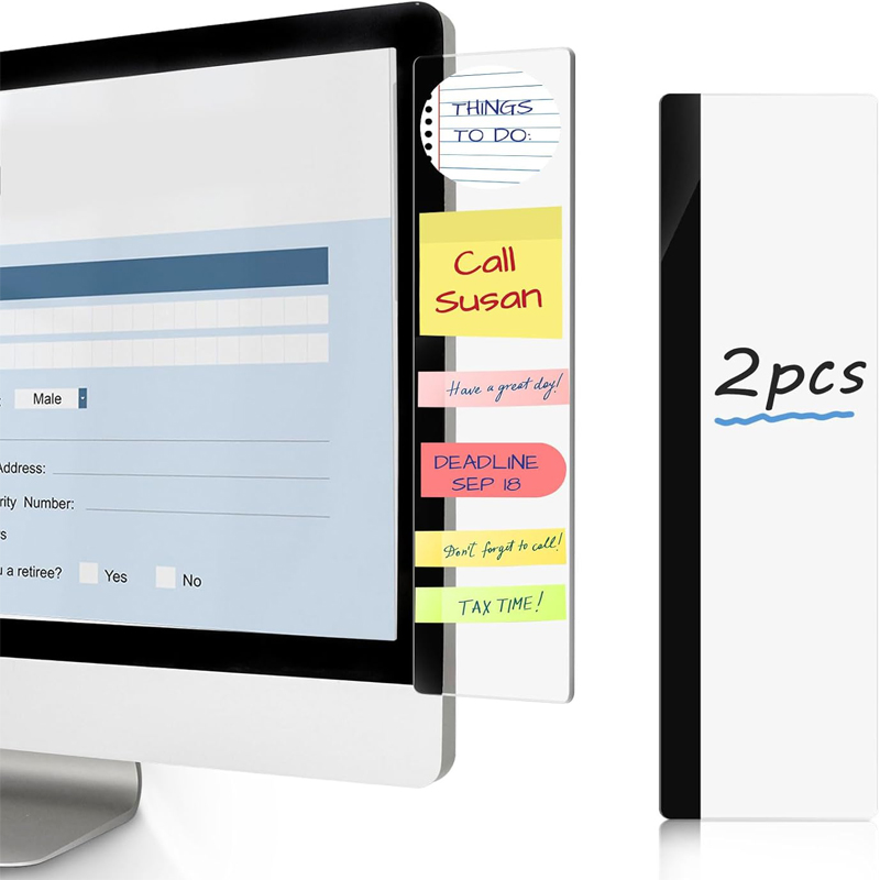Home Office Work - 2 Stück Monitor-Memobretter für Computer, transparente