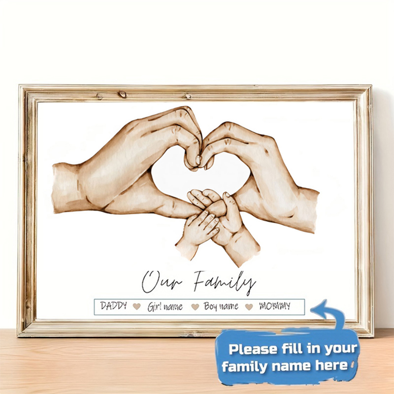 Home Office Photos - Personalisiertes individuelles Familienhandposter mit Namen, Leinwandgemälde,