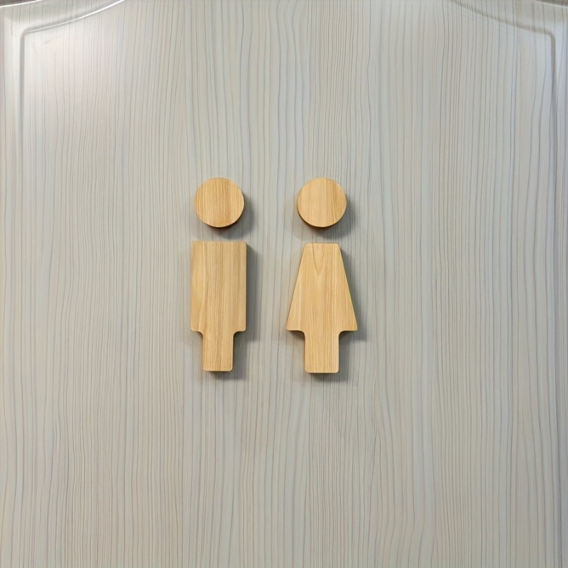 Home Or Office Use - 2-teiliges Badezimmerschild aus Holz für Toilettentüren