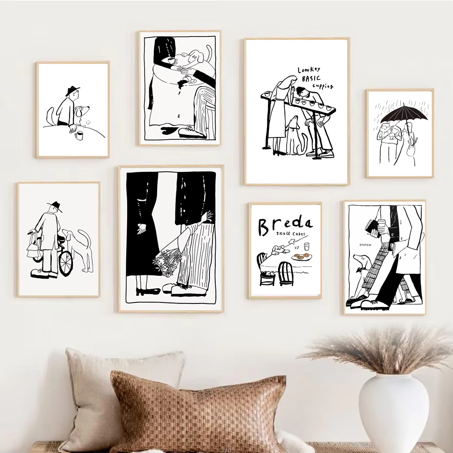 Home Office Romance Manga - 1 Stück skandinavisches minimalistisches Kunstposter, modernes