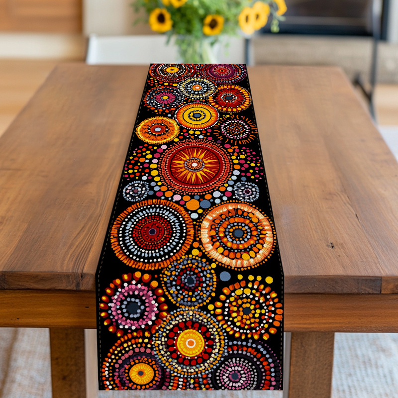 Home Office News - Mandala Dot Art Tischläufer, Einzeldruck, lebendiger,