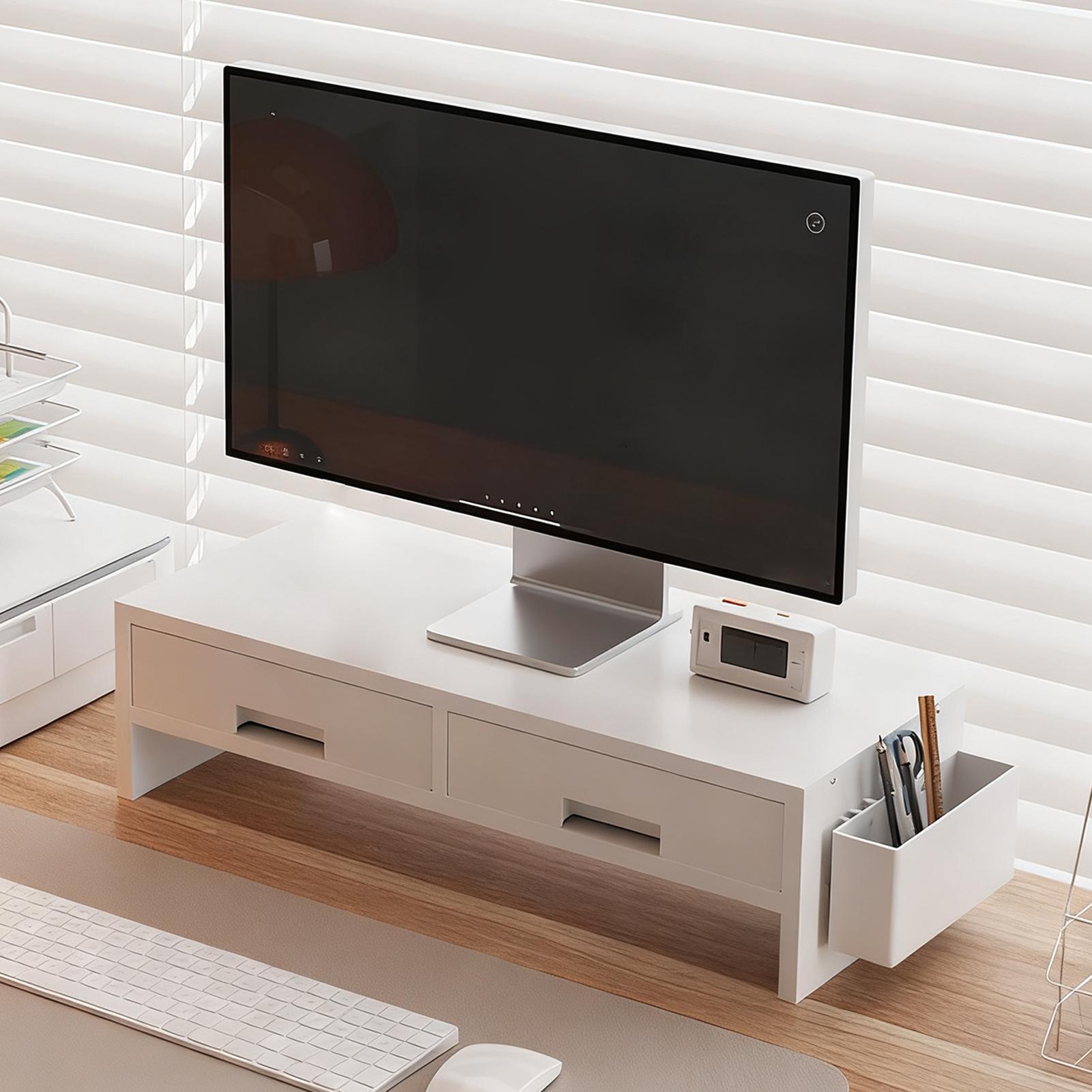 Home Office Programmer - Schreibtisch-Monitorständer-Riser, doppelte Schublade, ergonomischer Organizer, Computer-Schreibtisch-Monitor-Riser