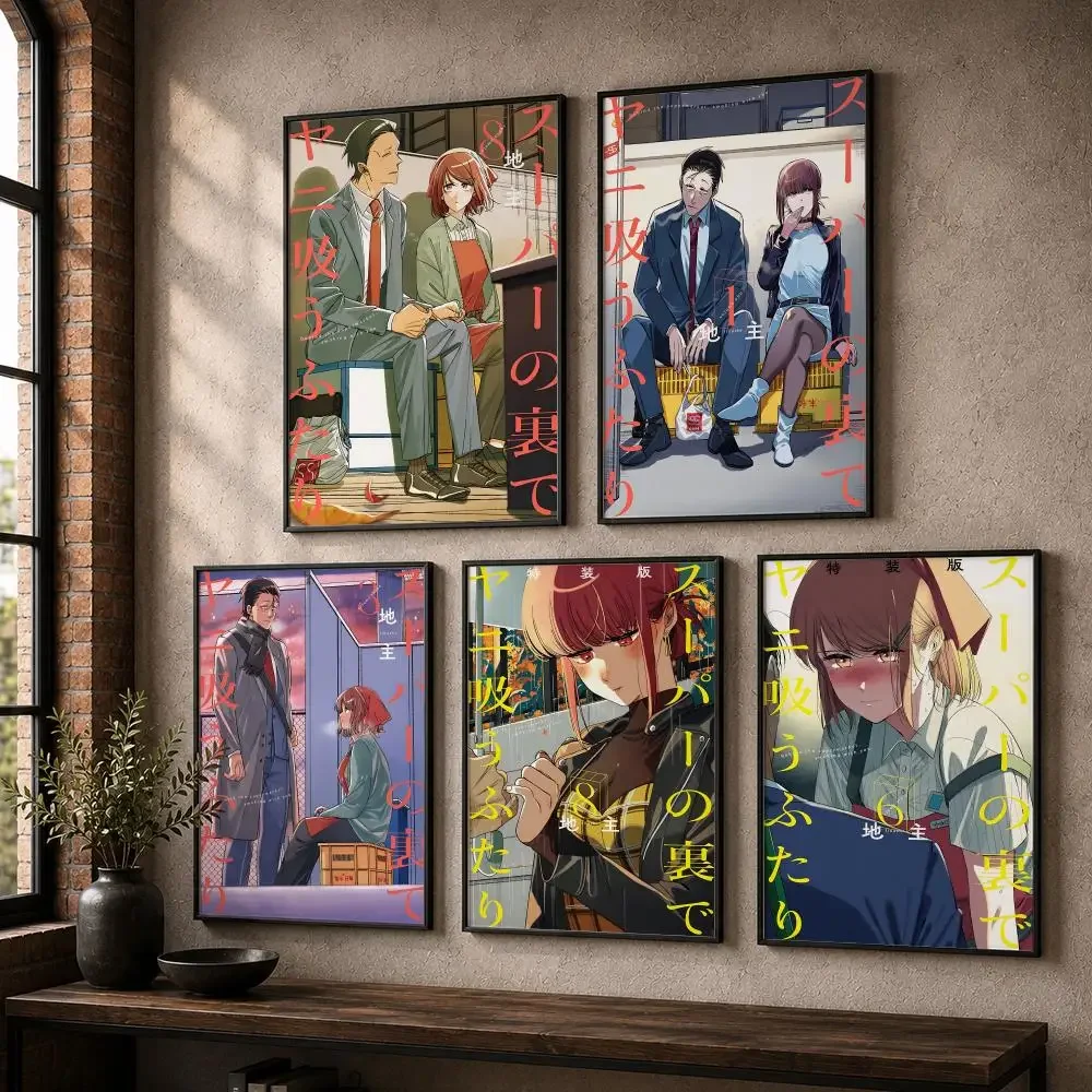 Home Office Romance Manga - Romantische Manga-Poster: „S-Smoking Behind the Supermarket