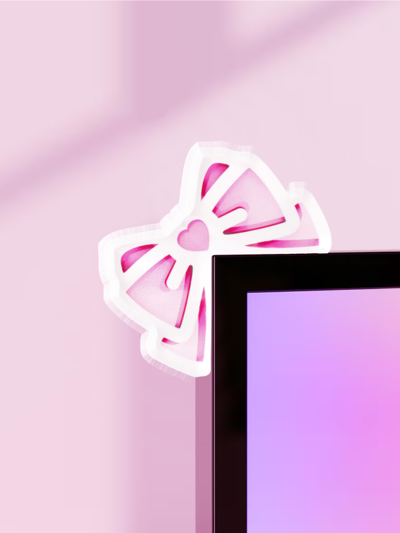 Home Office Programmer - Kawaii Schleifen-Monitor-Dekor, rosa Acryl-Schleife, PC-Zubehör, niedliche