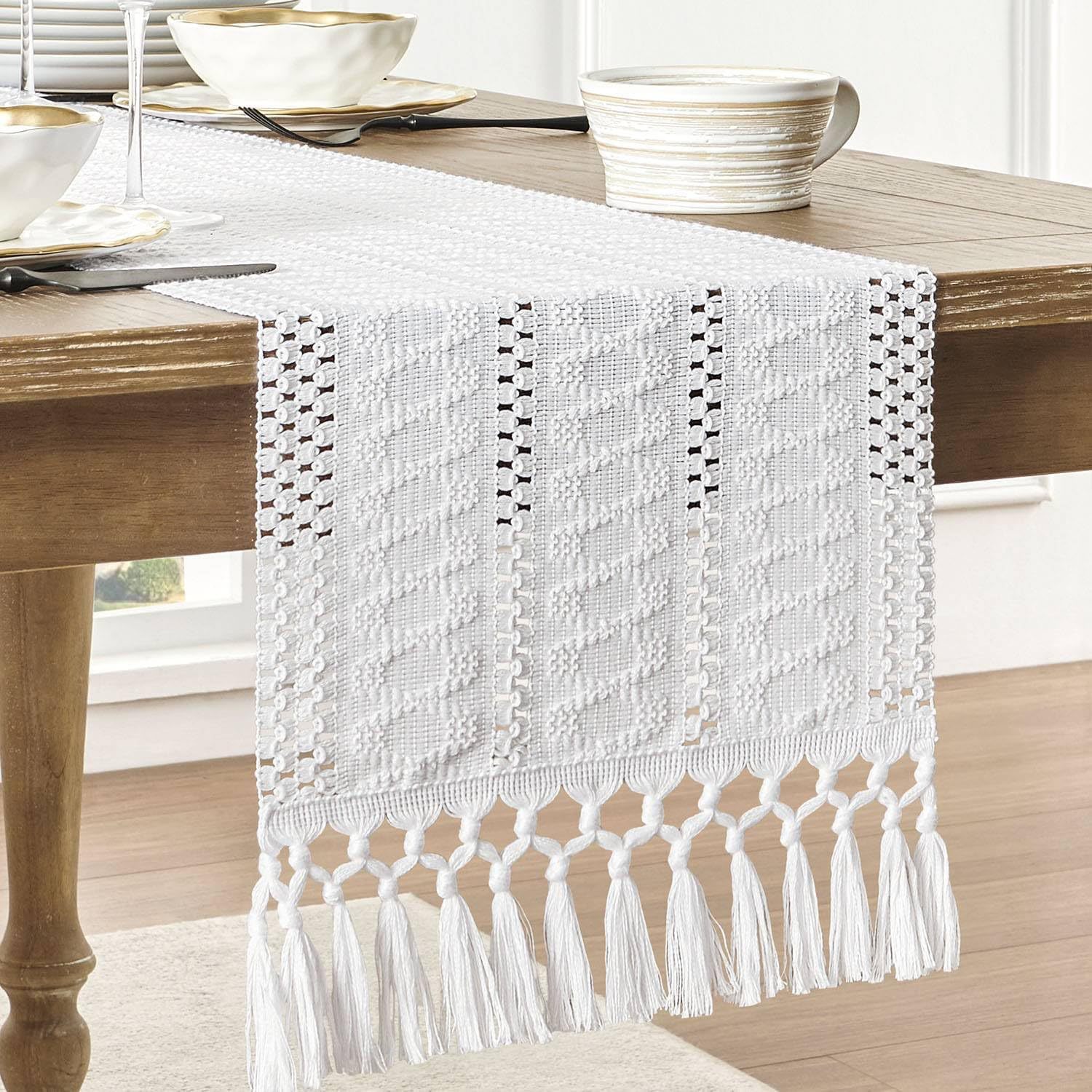 Beiger Boho-Tischläufer aus Le – Home Office News Bewertung und Preis