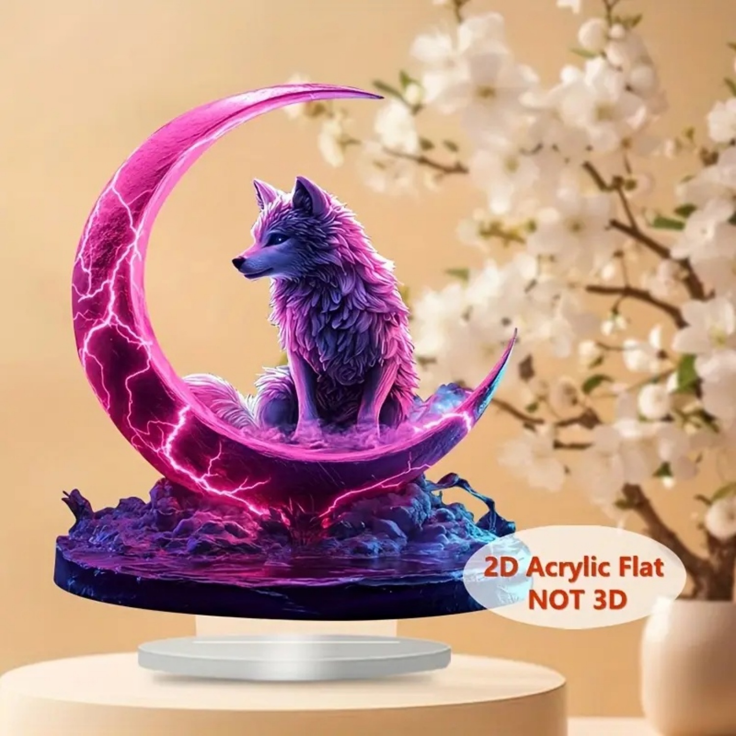 Flammen-Wolf-Statue, 2D-Flach- – Home Office Studio Bewertung und Preis