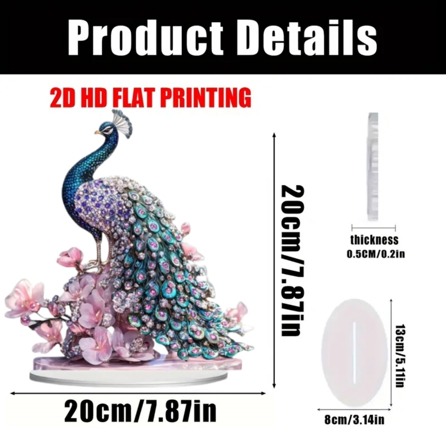 2D Flache Acryl-Pfau-Statue mi – Home Office Studio Bewertung und Preis