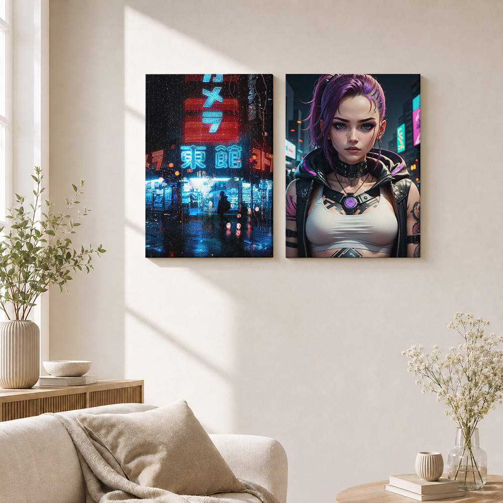 Cyberpunk-Leinwanddruck-Poster – Home Office Studio Bewertung und Preis
