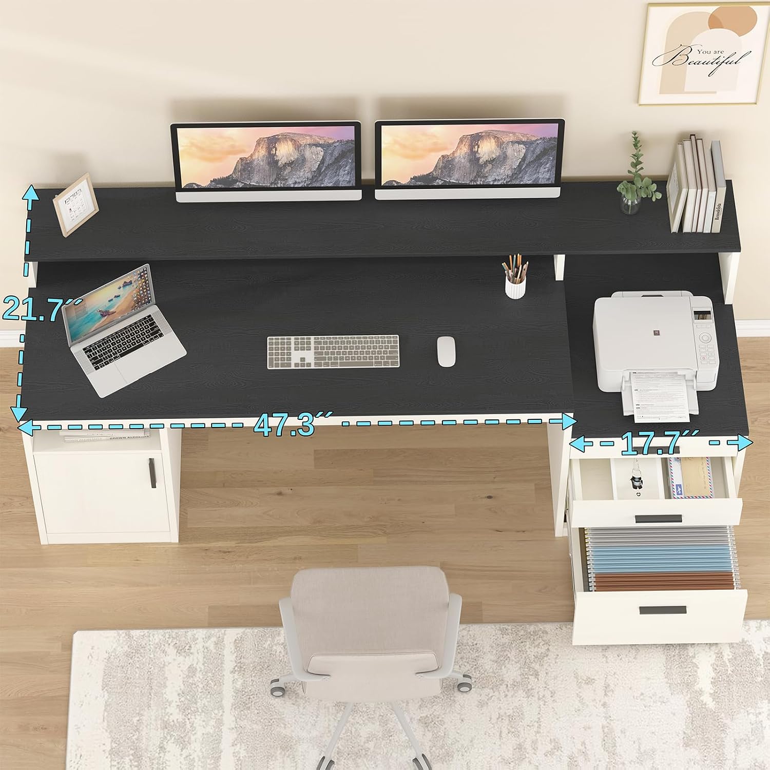 65-Zoll-Computertisch mit 3 Sc – Home Office 365 Bewertung und Preis